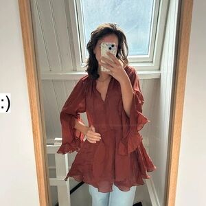 H&M Flowy Rust Blouse